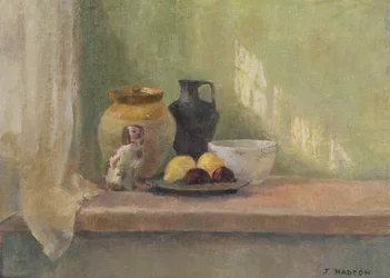 Nature morte avec chien en porcelaine