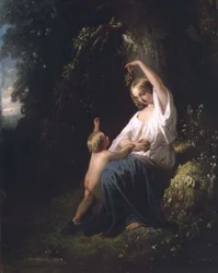 Mère et enfant, vers 1850