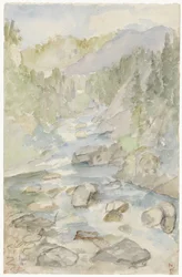 Paysage montagneux avec un ruisseau