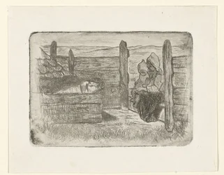 Enfants près de la porcherie