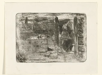 Enfants près de la porcherie