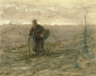 Vieille femme sur la lande