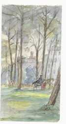 Parc avec des figures à cheval