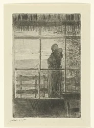 Femme attendant avec enfant