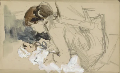 Mère assise soulevant un bébé