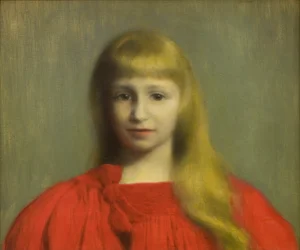 Petite fille en robe rouge