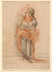 Dessin, Femme avec deux enfants, vers 1750