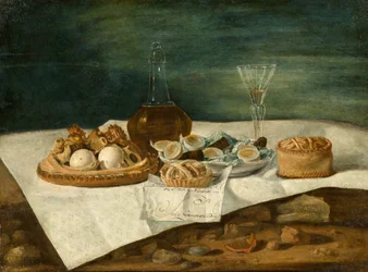 Nature morte avec pâtisseries, vin et œufs, c.1770-1790