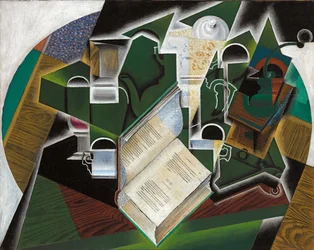 Livre, pipe et verres, 1915