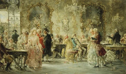 Figures Élégantes dans un Café Parisien