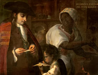 Espagnol et Noir produisent un Mulâtre, c.1715