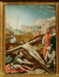 Christ cloué sur la croix (peinture sur bois de chêne)