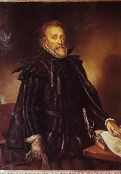 Portrait de Miguel de Cervantes (1547-1616), écrivain espagnol Miguel Cervantes de Saavedra. Peinture attribuée à Juan de Jauregui (1583-1641)