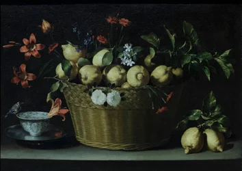 Nature morte avec des citrons dans un panier en osier, vers 1643-49