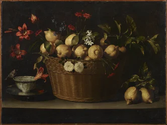 Nature morte aux citrons dans un panier en osier, vers 1643-1649