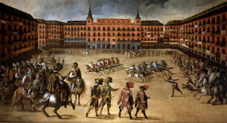 Fête sur la Plaza Mayor à Madrid