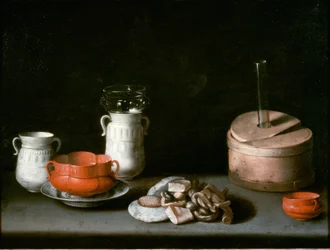 Nature morte avec plats et sucreries