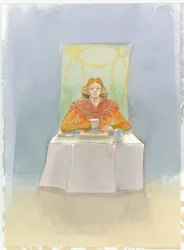 Un seigneur médiéval assis à une table, 2004
