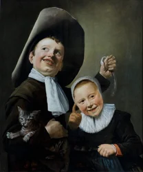 Un garçon et une fille avec un chat et une anguille, c.1635