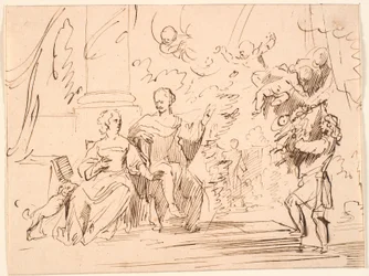 Homme et femme assis sur une terrasse; un homme s