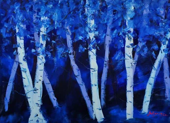 Forêt de bouleaux bleus