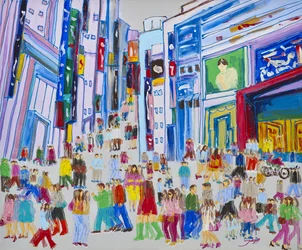 Une foule bigarrée en ville