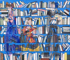 Bibliothèque bleue éclectique