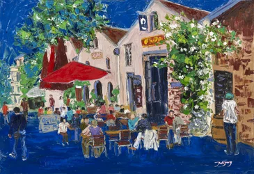Café animé en soirée