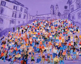 La foule aux marches de la Place d