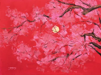 Fleurs de cerisier « Lune rouge »