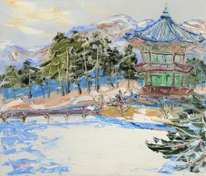 Le pavillon coréen sous la neige