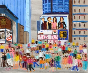 Une foule urbaine animée