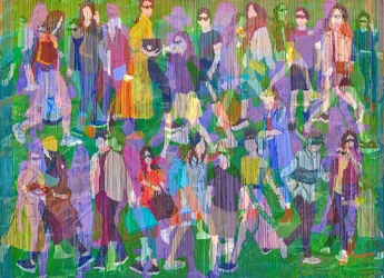 Une foule animée dans la rue