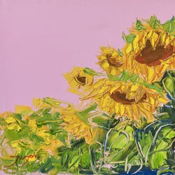 Des tournesols éclatants sous un ciel rose