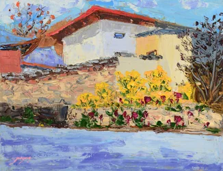 Un jardin de village plein de vie