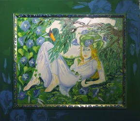 Nymphe I -Allongée sur la mousse- (avec cygne)