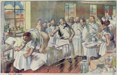 « Une belle fistule ». Caricature se moquant de la profession médicale, dessin de « L