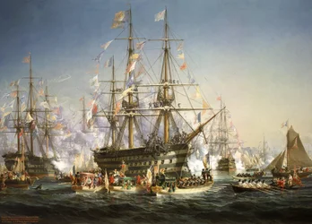 Napoléon III accueille la reine Victoria à Cherbourg, France, le 5 août 1858
