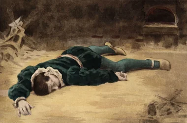 Le corps de Briquenarilles devant un four. Pantagruel. Illustration de Jules Garnier. Dans "Rabelais et l