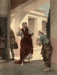 King Antigonus talking to Hermodotus. Pantagruel. llustration by Jules Garnier. In “Rabelais et l