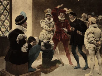Men playing chapifou (marquee). Gargantua. llustration by Jules Garnier. In “Rabelais et l