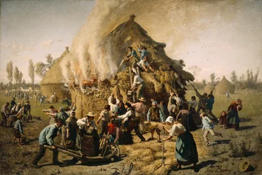 Incendie dans une meule de foin, 1856