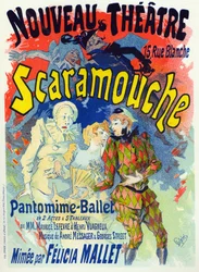 Art. Divertissement. Scaramouche, ballet par Félicia Mallet. Affiche par Jules Chéret, France, vers 1895