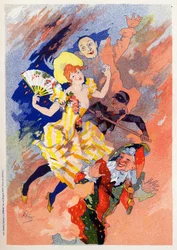 Art. Divertissement. Le spectacle de mime. Allégorie de Jules Chéret, France, vers 1890