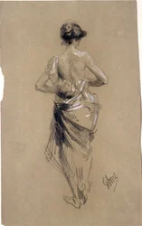 Femme debout vue de dos