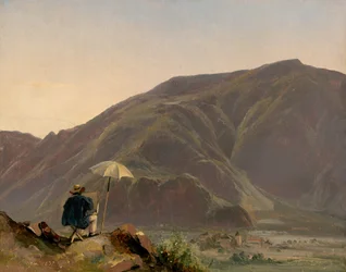 Vue de Bozen avec un peintre