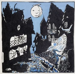 Les villes au Moyen-Age: une rue la nuit - dans «Histoire de France» par Jules Depaquit, éd. Jonquières, Paris
