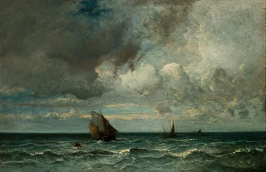 Barques fuyant devant la tempête