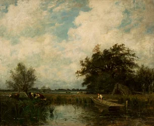 Paysage avec étang