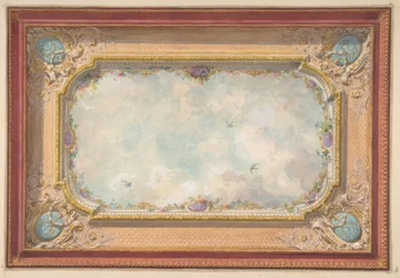 Conception pour un plafond avec un ciel en trompe-l